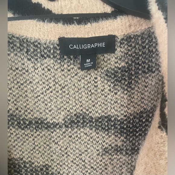 Calligraphie Tiger Stripe Single Button Overcoat Cardigan Size Medium - Picture 3 of 6